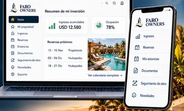 Plataforma Faro Owners en ordenador y móvil